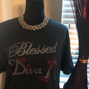 Blessed Diva Rhinestone T-shirt W/ heel ON SALE
